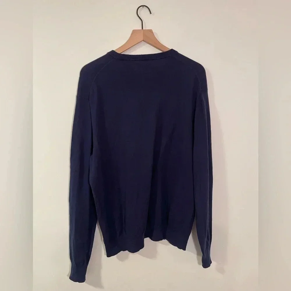 Chaps Cotton/Cashmere Blend Men’s V-Neck Navy Sweater, Large, EUC